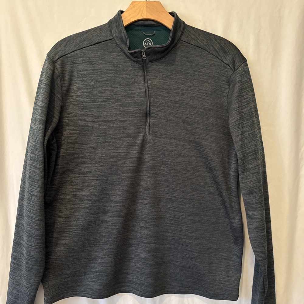 Wrangler ATG 1/2 Zip Long Sleeve Top Shirt Mock Neck Womens Size LRG Gray/Green